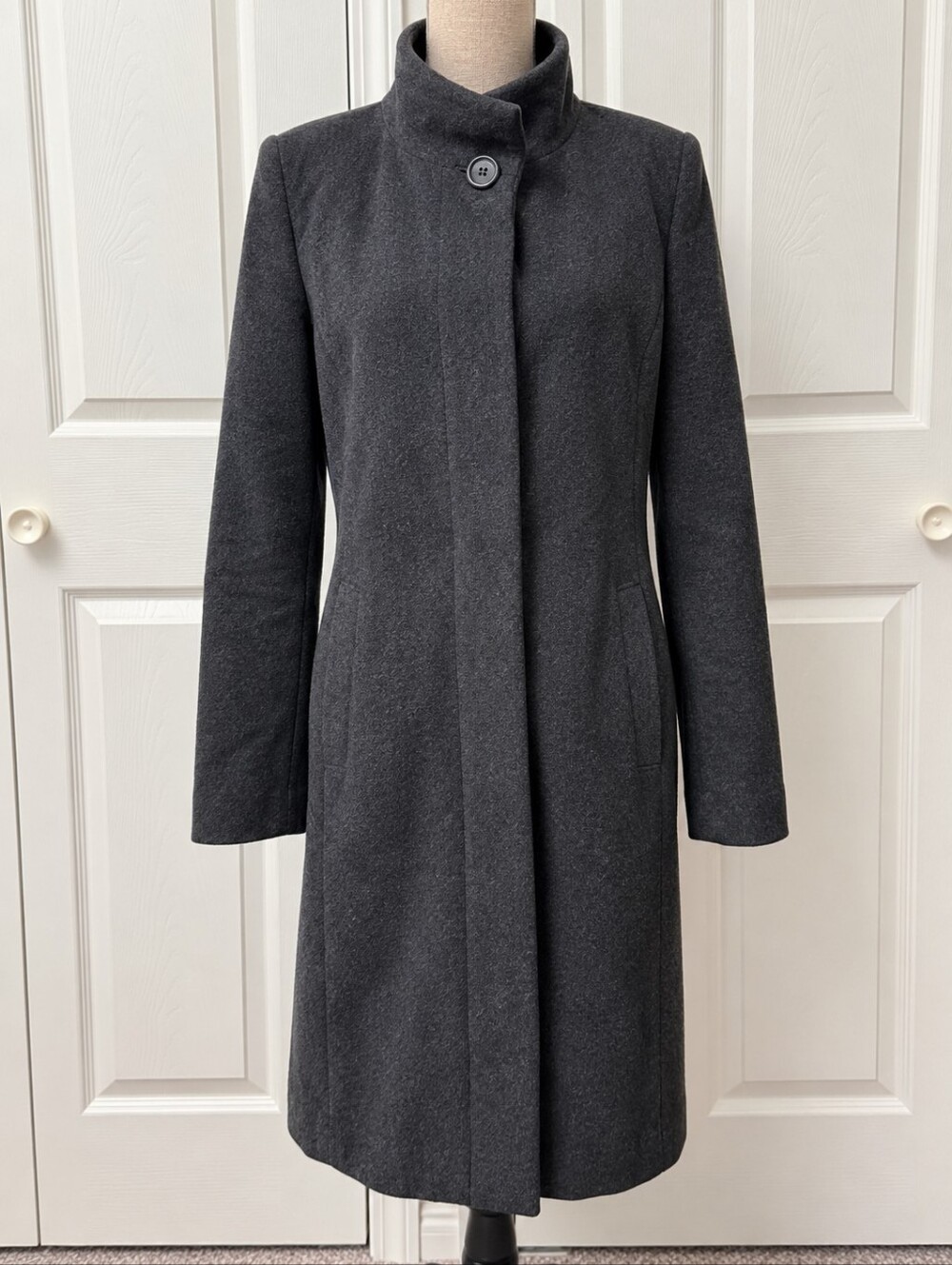 Gerry Weber Edition Wool Cashmere Long Coat Charcoal Size 10